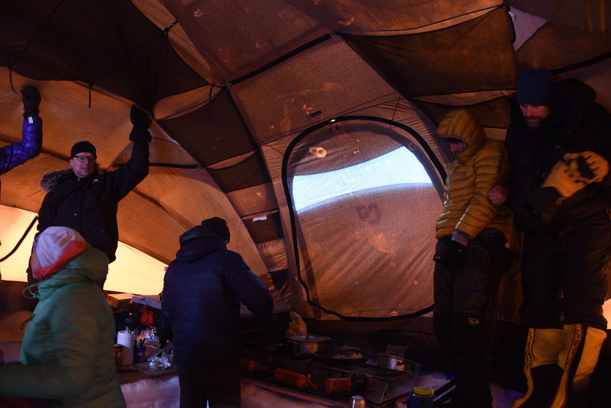 16A We Had To East A Quick Breakfast As The Wind Was Starting To Gust To 100km An Hour On Day 7 At Mount Vinson Low Camp